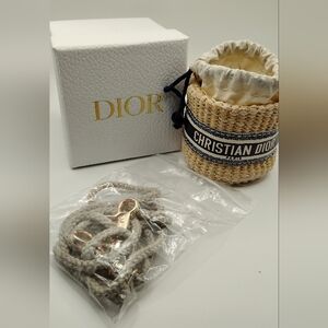 NIB Christian Dior Mini VIP Straw Detachable Crossbody Bucket Bag